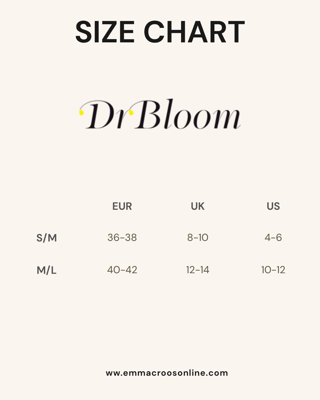Dr Bloom Size Guide
