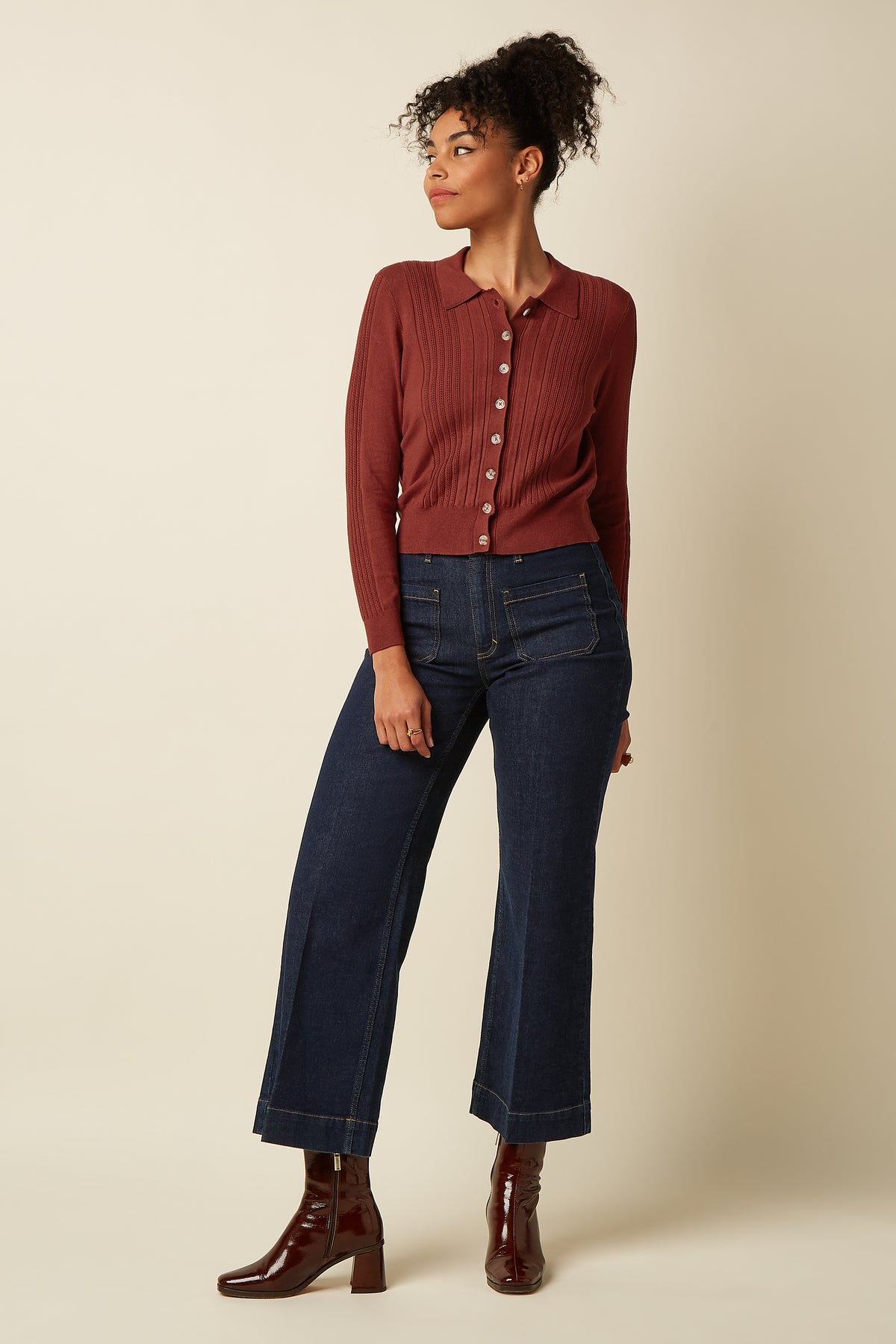 Sofie Cardi Match Knit, Spicy Brown
