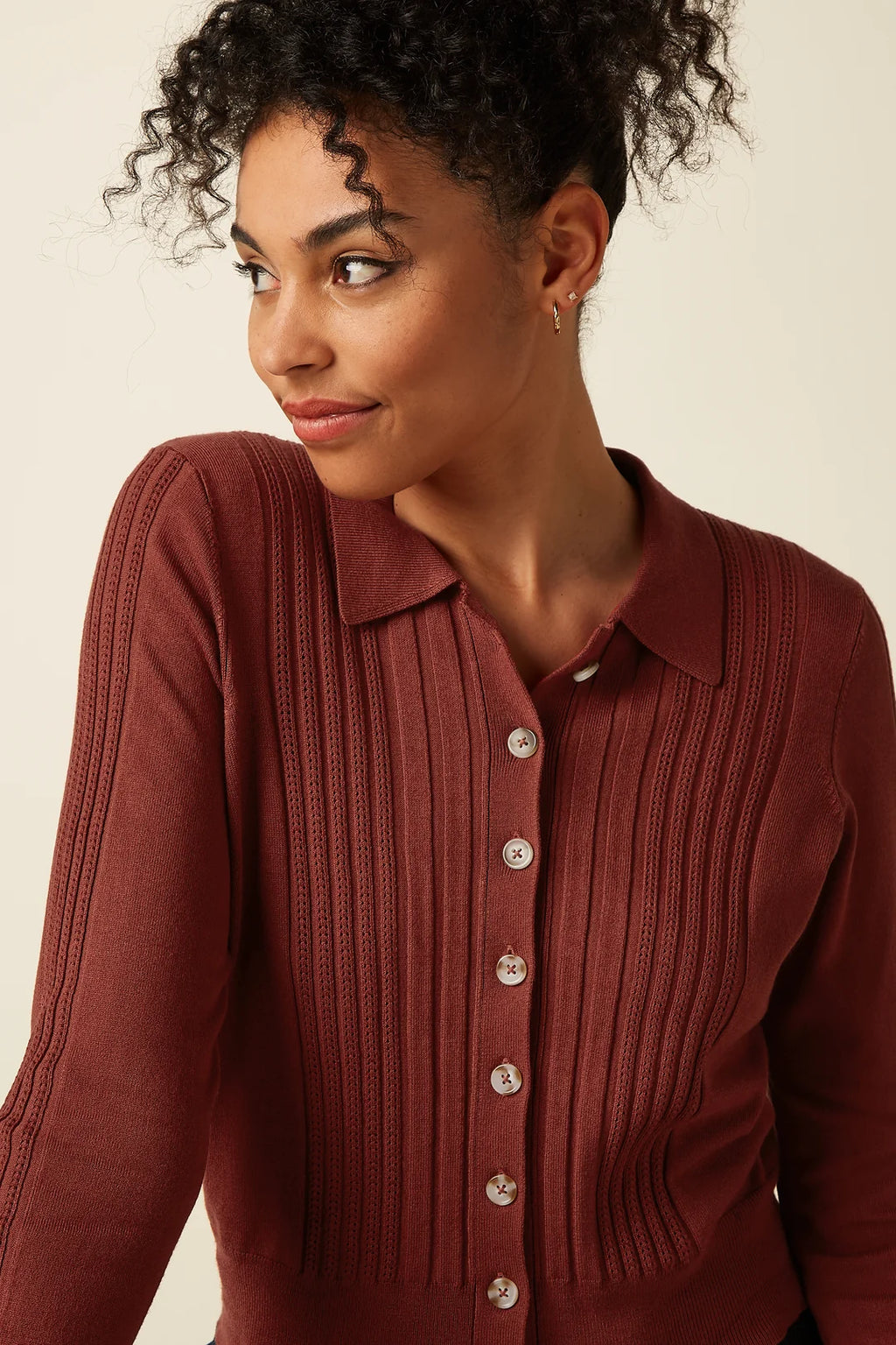 Sofie Cardi Match Knit, Spicy Brown