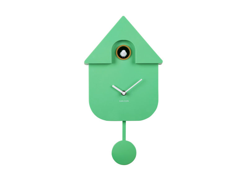 Green cuckoo clock on a white background
