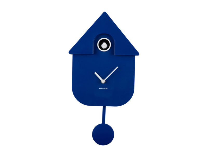 Blue cuckoo clock on a white background