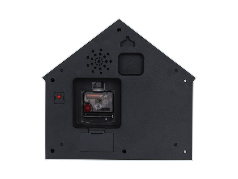 Green peeking dog clock on a white background