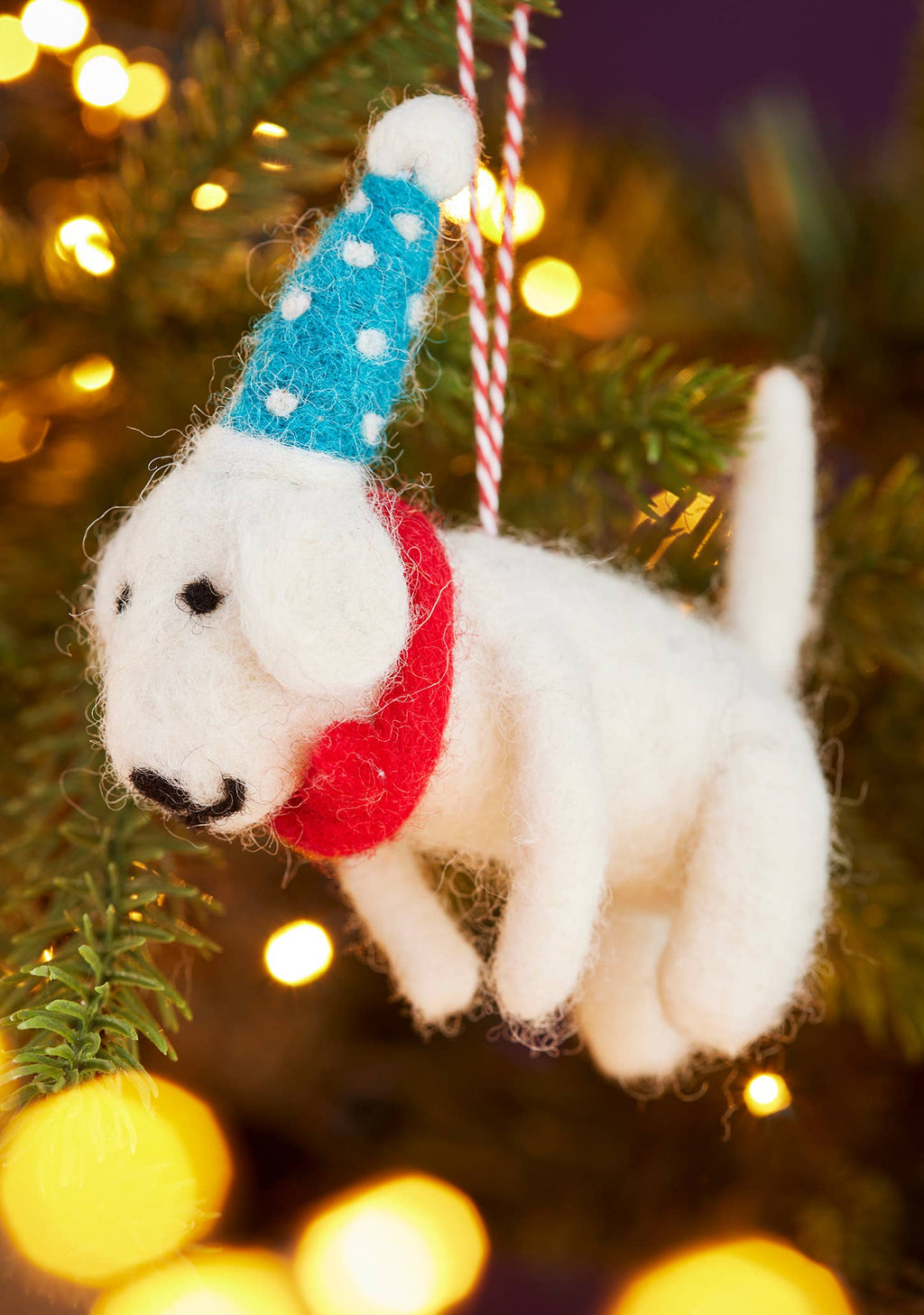 Felt Dog With Dotty Hat & Tie