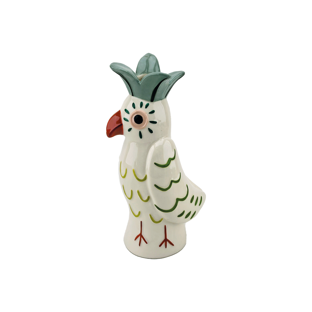 Naive soliflore with green bird motif