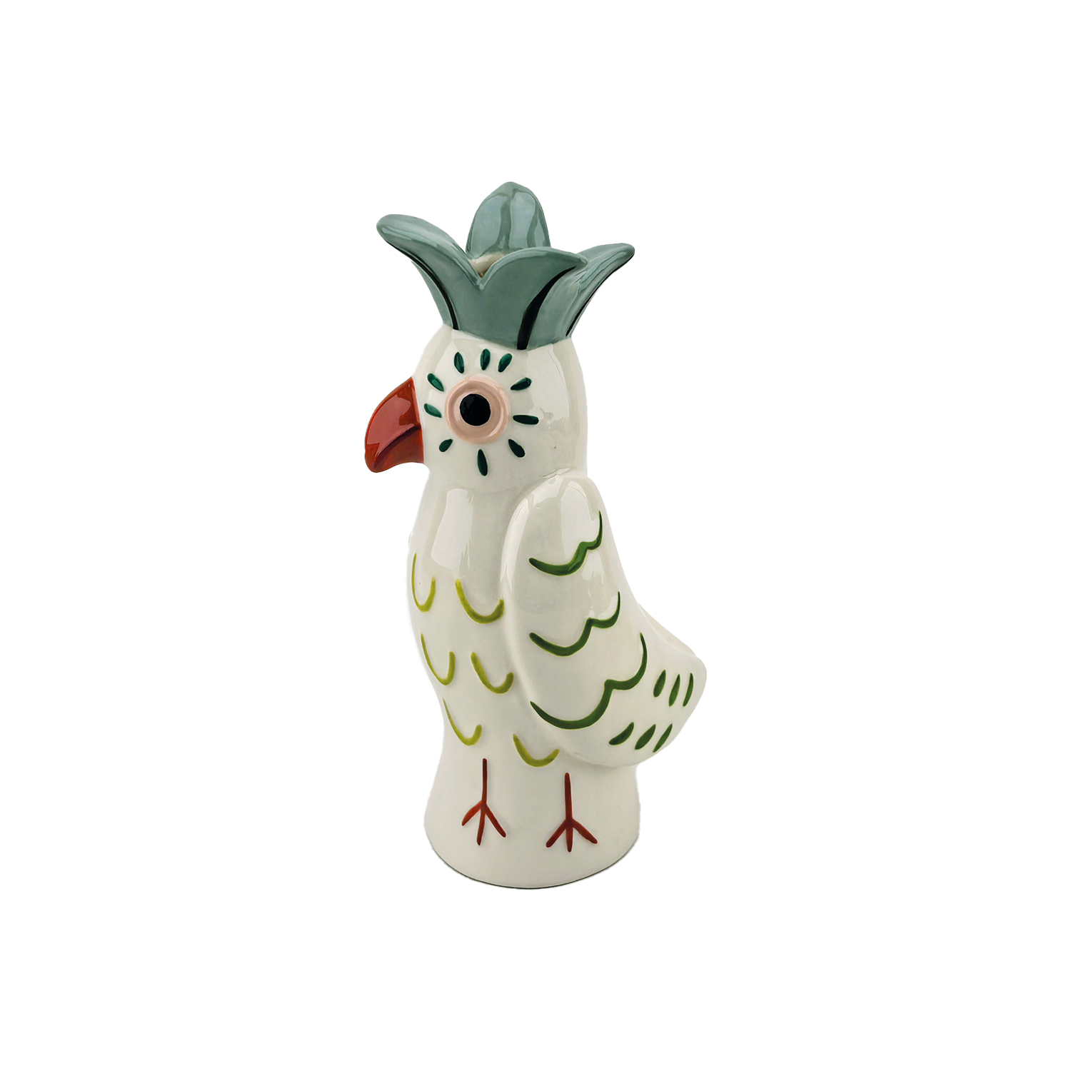 Naive soliflore with green bird motif