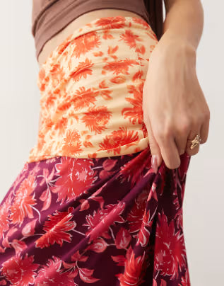 Susmies flora roll over midaxi skirt