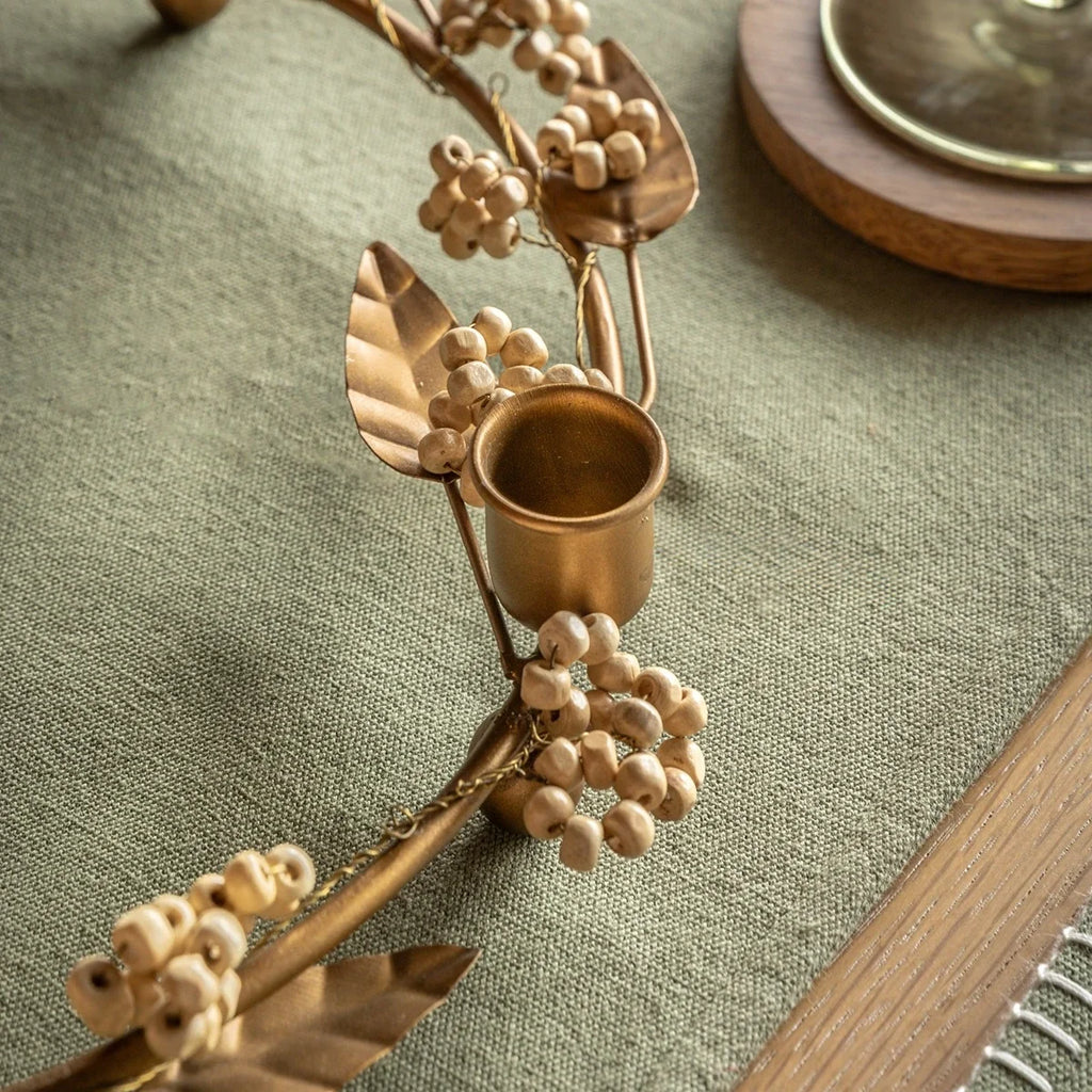 Gallery, Woodland Berry Leaf Candle Ring Gold