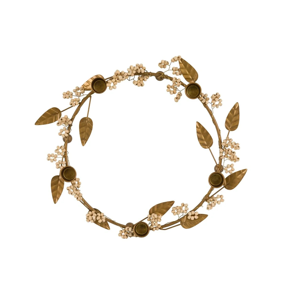 Gallery, Woodland Berry Leaf Candle Ring Gold