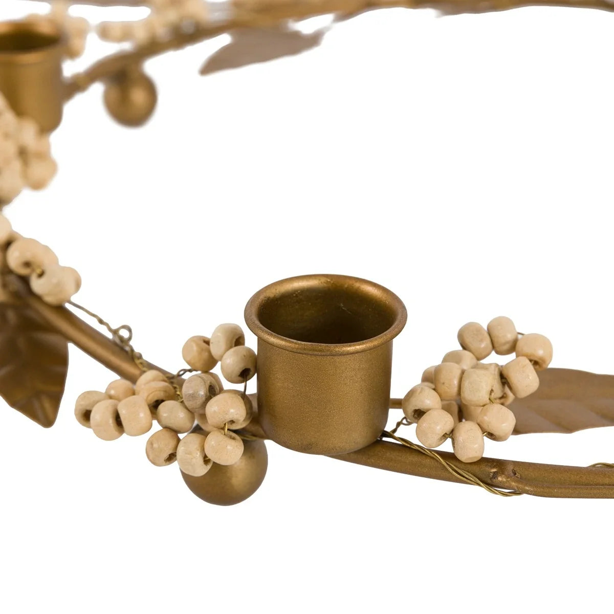 Gallery, Woodland Berry Leaf Candle Ring Gold