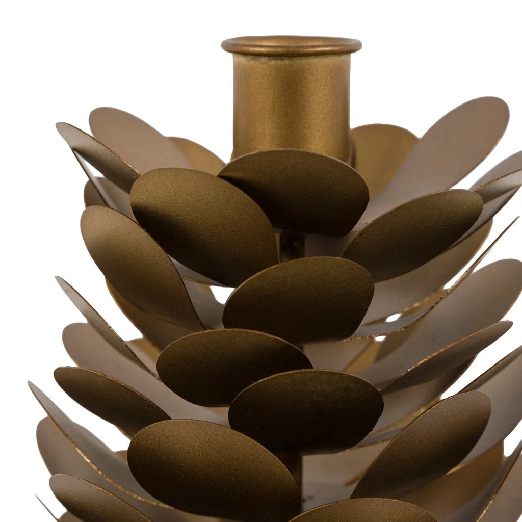Gallery, Woodland Set of 2 Pinecone Candleholder Gold
