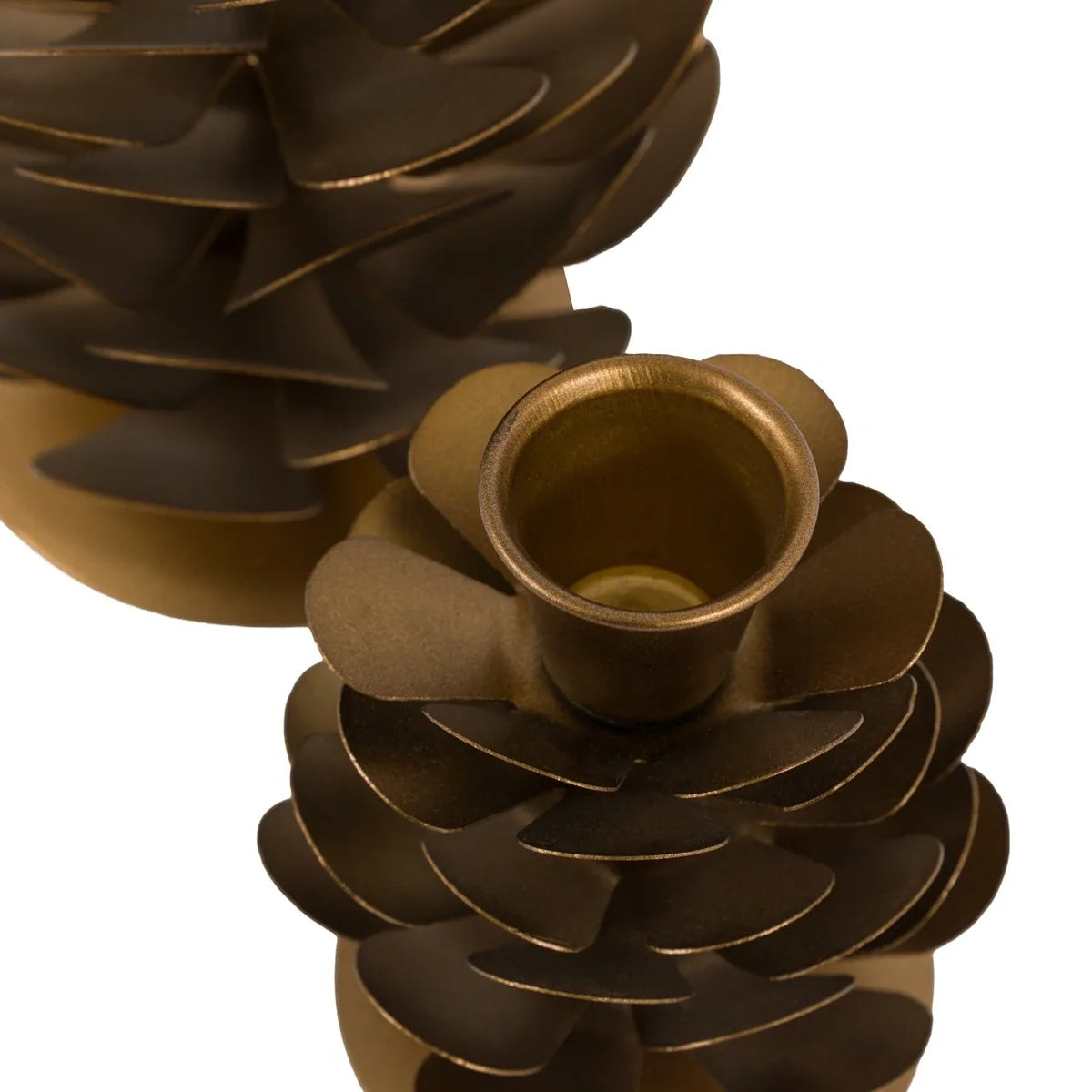 Gallery, Woodland Set of 2 Pinecone Candleholder Gold