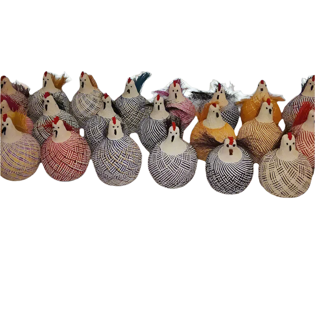 Decorative woven quail egg baskets in various colors on a white background