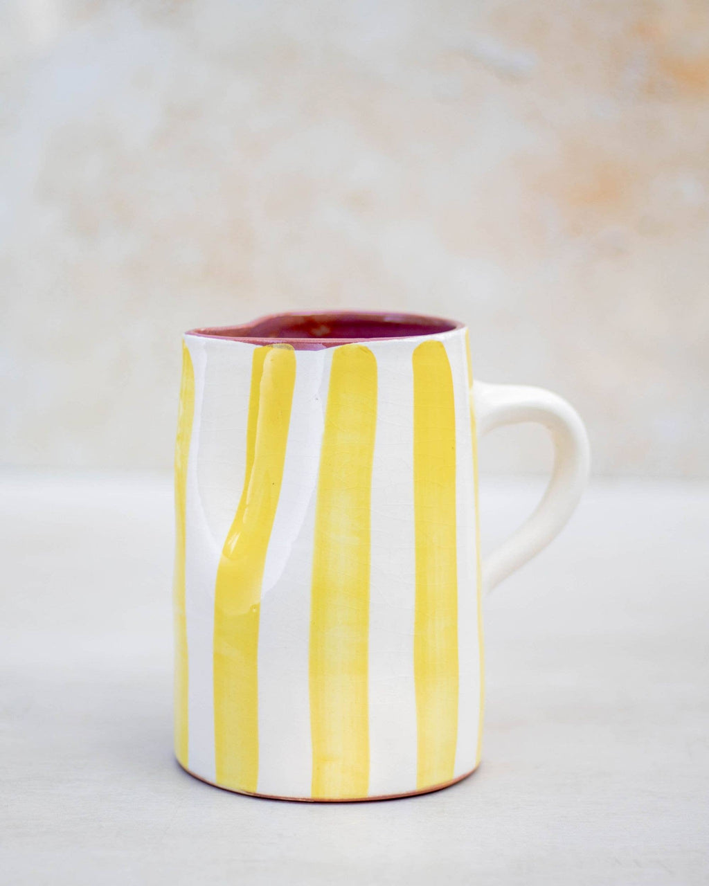 Hand Painted Moroccan Striped Ceramic Jug