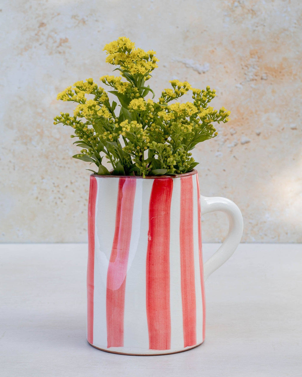 Hand Painted Moroccan Striped Ceramic Jug