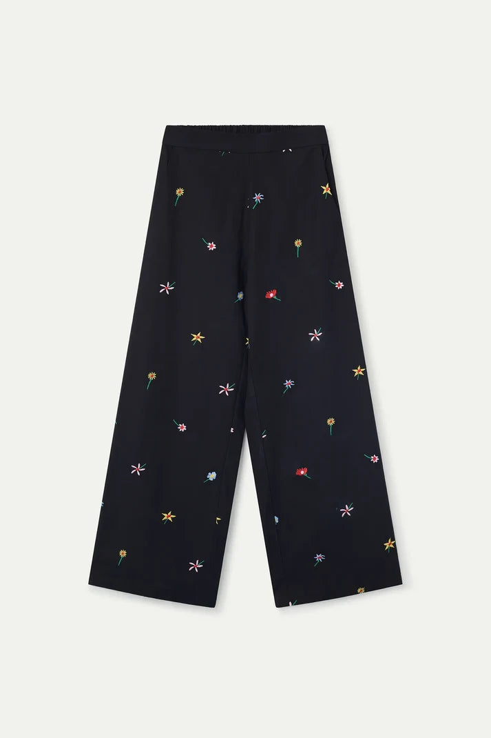 Trousers with Black Gardener Flowers print