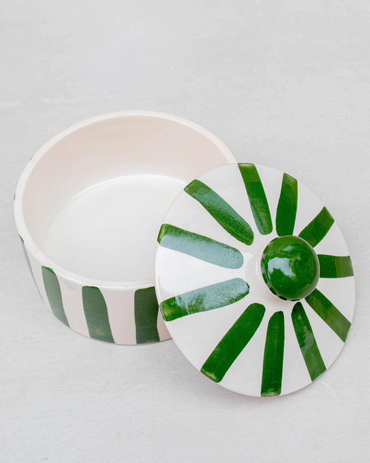 Green Moroccan Striped Lidded Pot