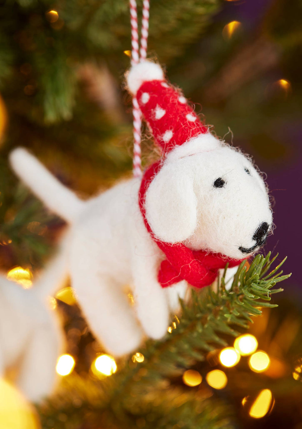 Felt Dog With Dotty Hat & Tie