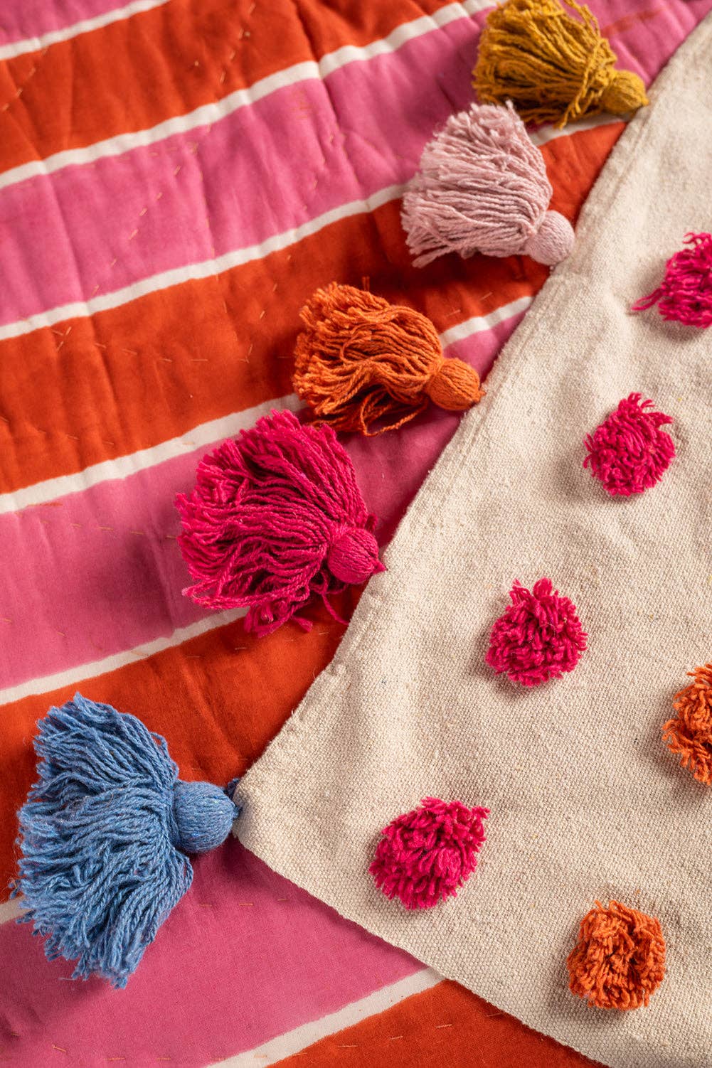 Handwoven 100% Recycled Pom Pom Throw