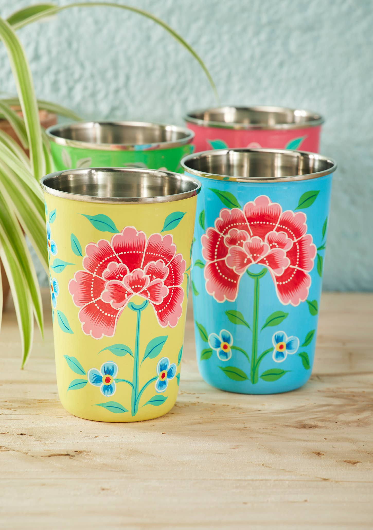 Chrysanthemum Hand Painted Enamel Large Tumbler