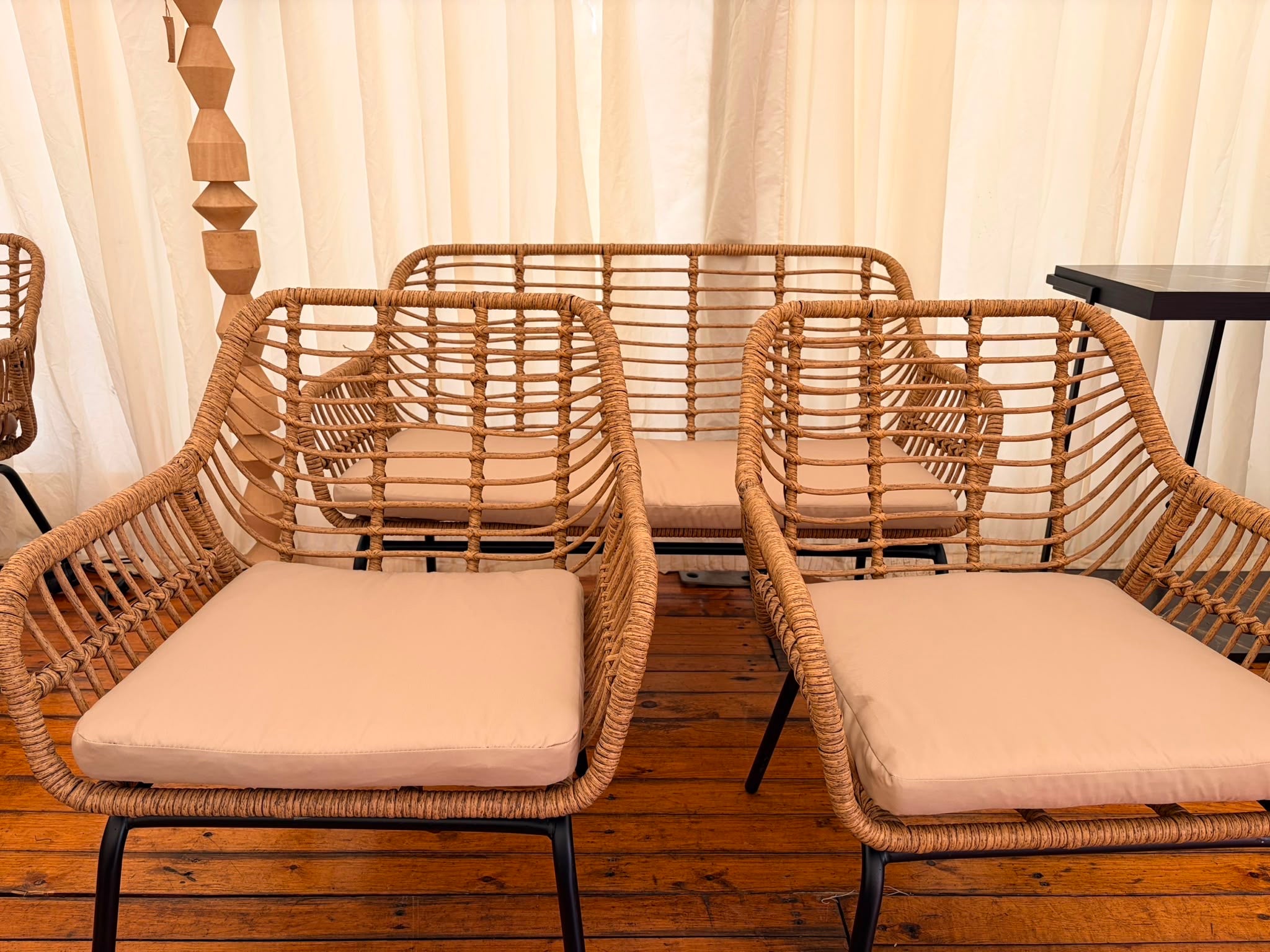 Wicker Chairs Set of 3