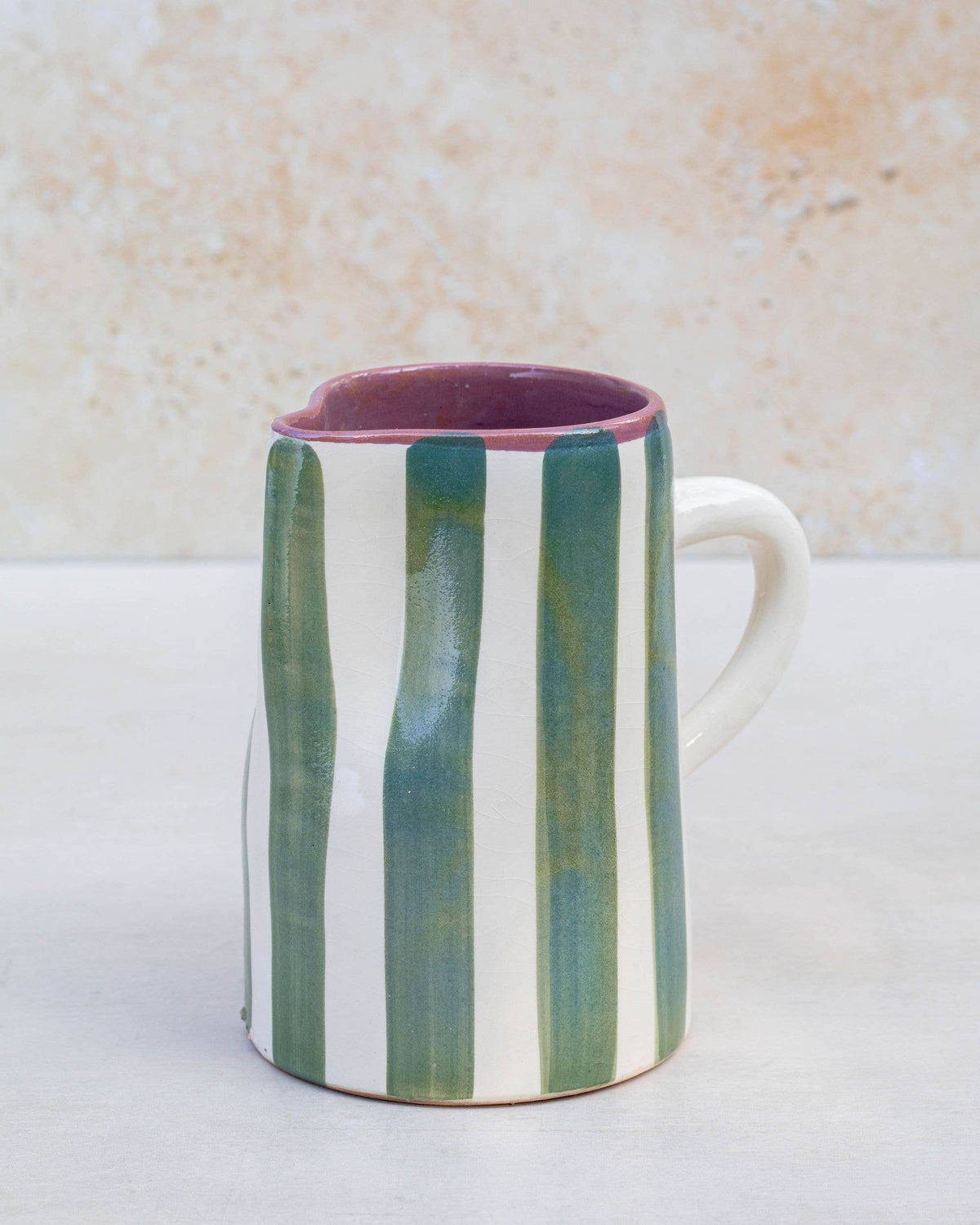 Hand Painted Moroccan Striped Ceramic Jug