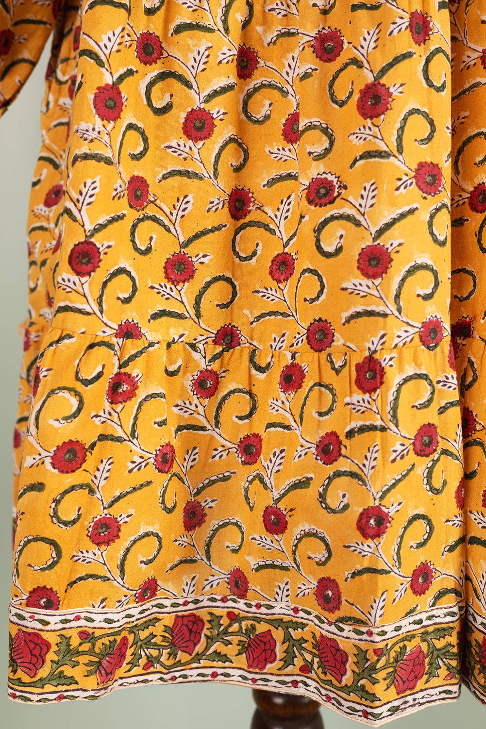 Elizabeth Mustard & Red Hand Block Printed Cotton Tunic