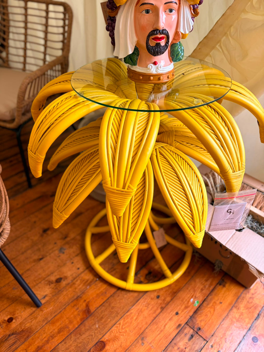 Yellow Table / Glass Top