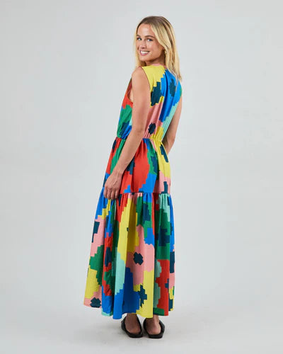 Brava Maxi Flowers Sleeveless Shirt Dress