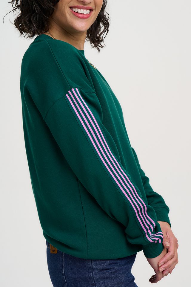 Sugarhill Brighton, Magda Sweatshirt in Green with Pin Retro Stripe