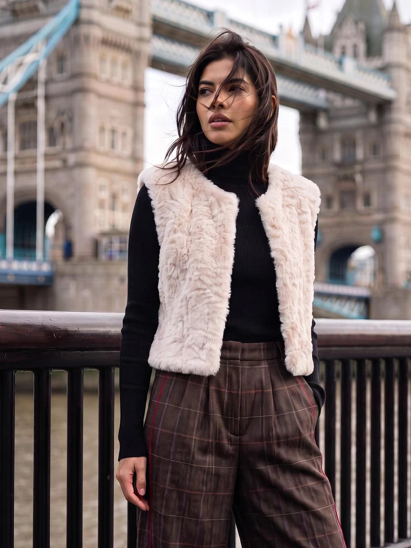 Edelweiss Faux Fur Gilet - Cream