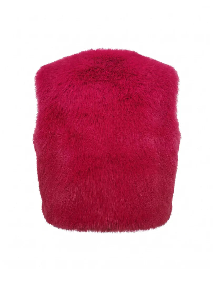 Edelweiss Faux Fur Gilet - Hot Pink