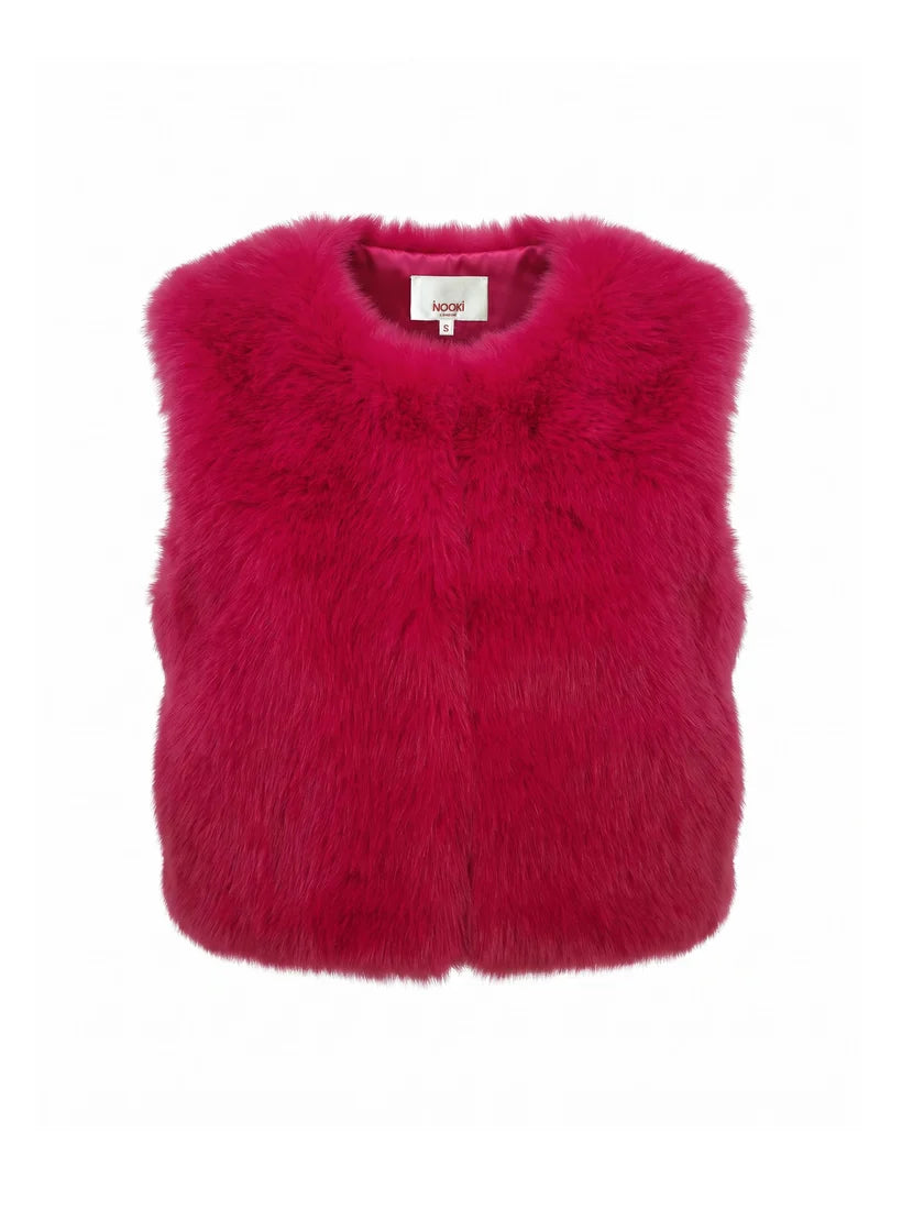 Edelweiss Faux Fur Gilet - Hot Pink