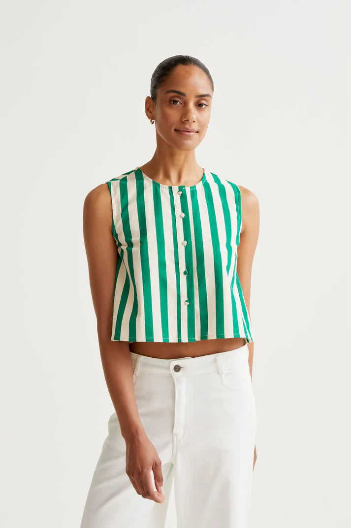 Bamboo Green Striped Top