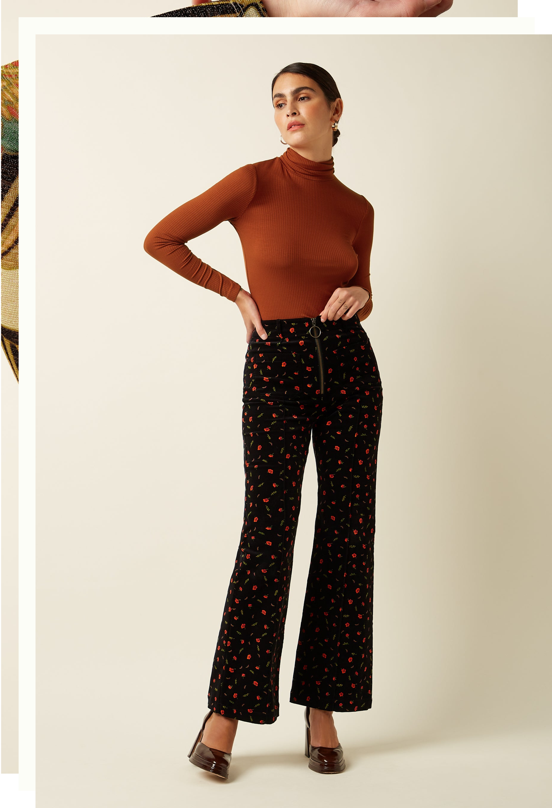 King Louis - Ida Front Zip Trousers- Floral