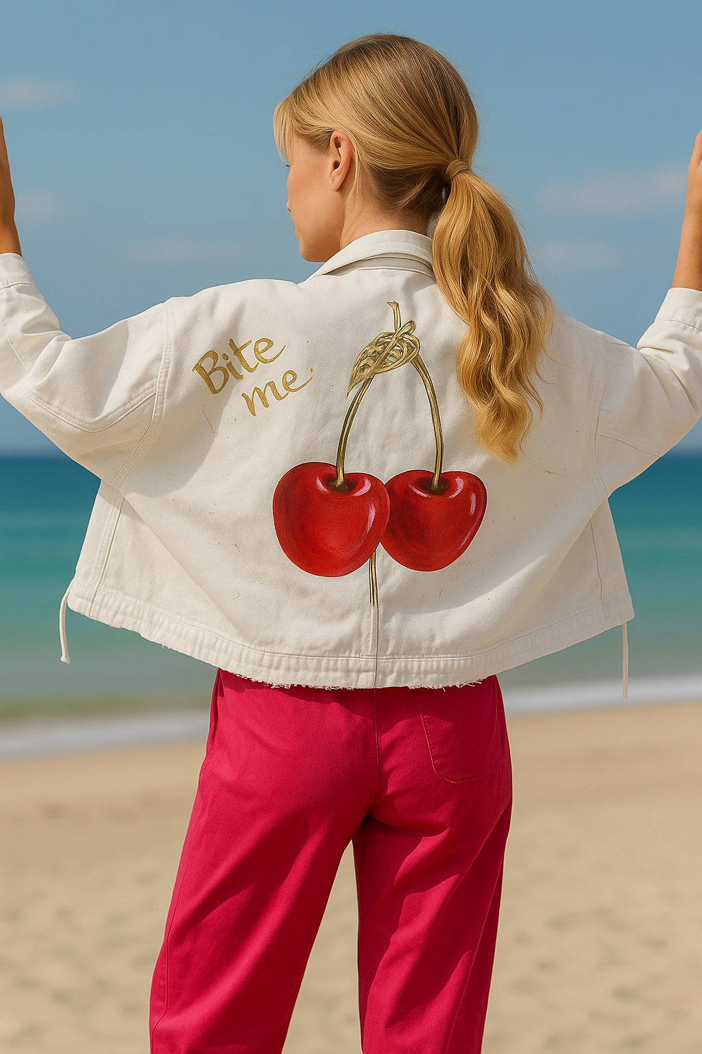 Sorena Cherry Short White Jacket