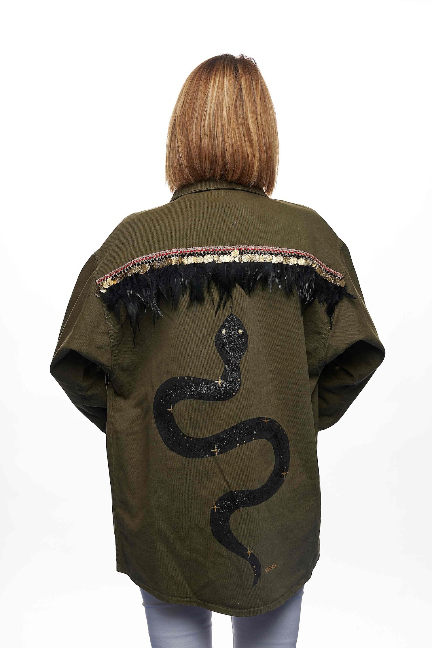 Sorena Snake Jacket with Feathers