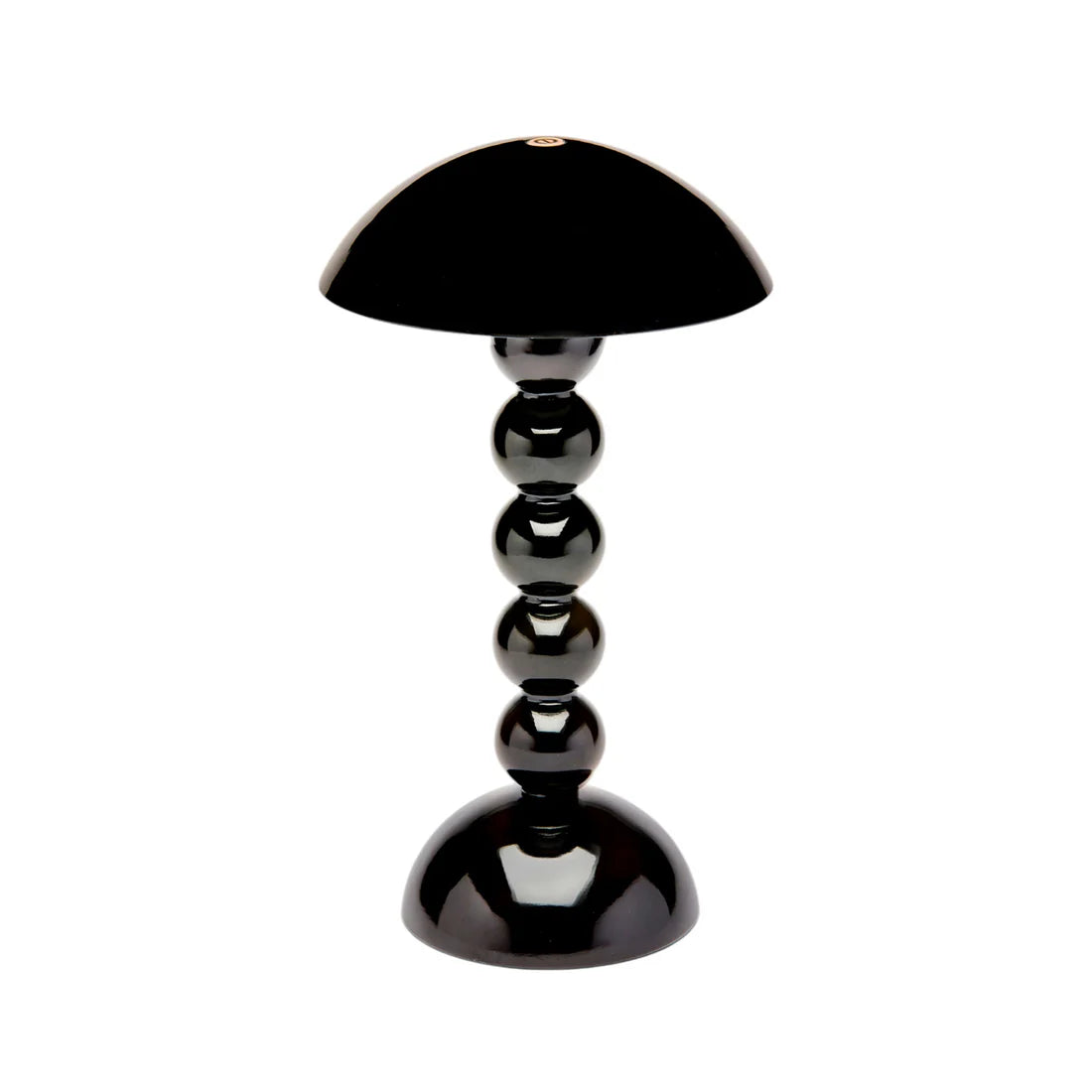 Black table lamp with a unique design on a white background