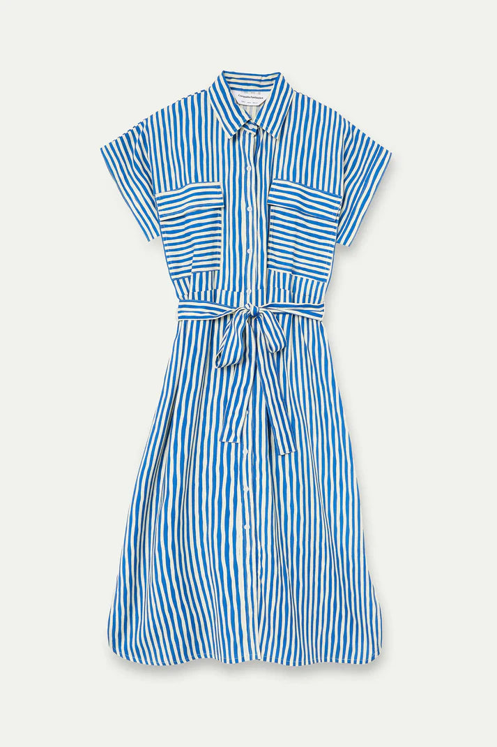 Lavagna Blue Striped Midi Dress