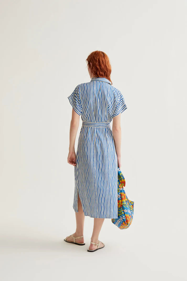 Lavagna Blue Striped Midi Dress