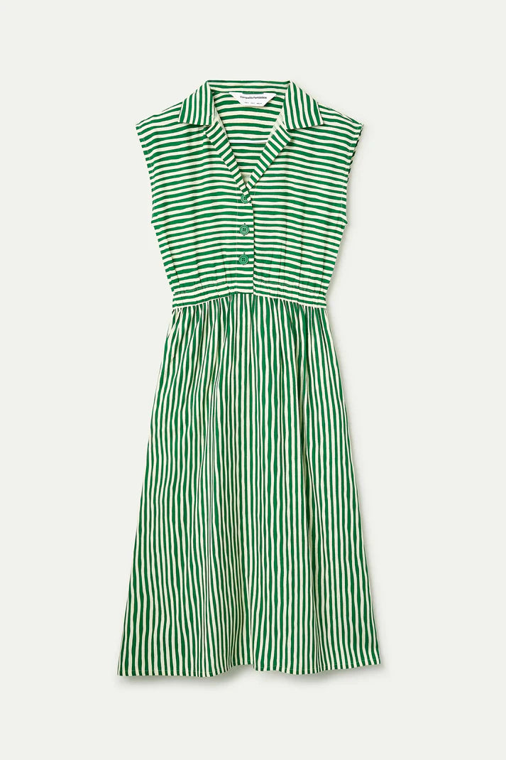 Lavagna Green Striped Midi Dress