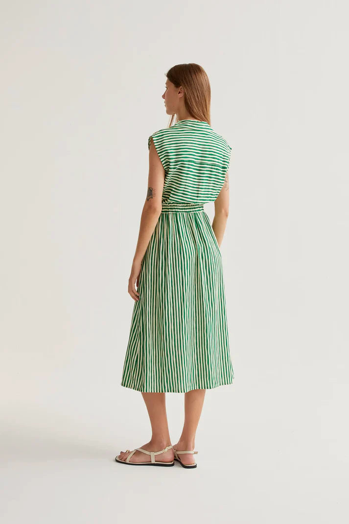 Lavagna Green Striped Midi Dress