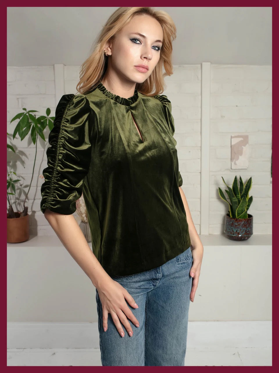 Lexy Green Velvet Top
