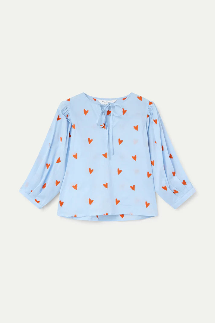 Top with Embroidered Hearts