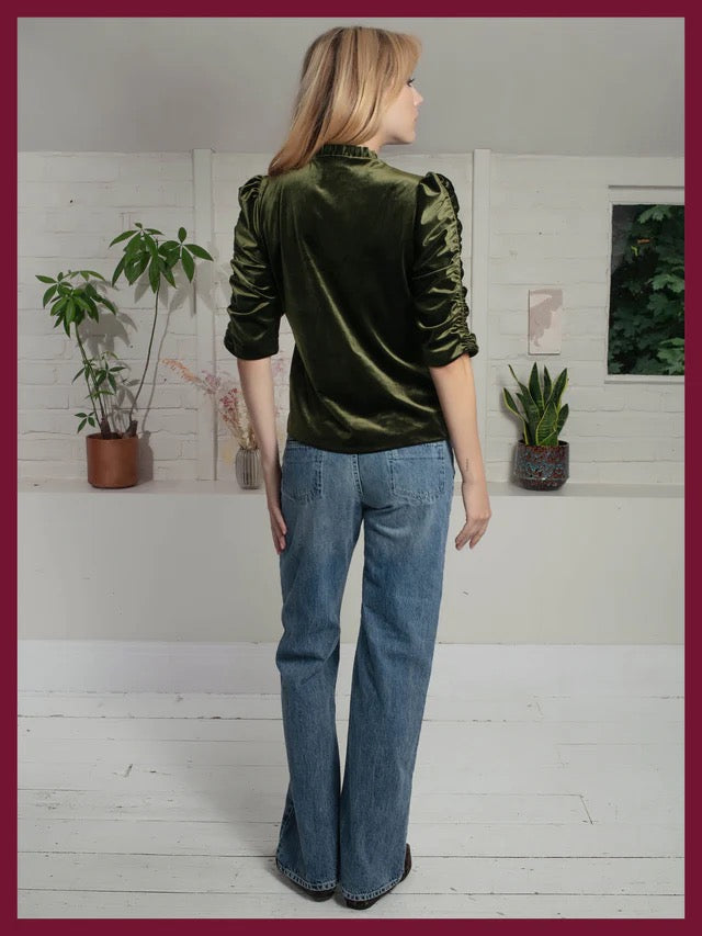 Lexy Green Velvet Top
