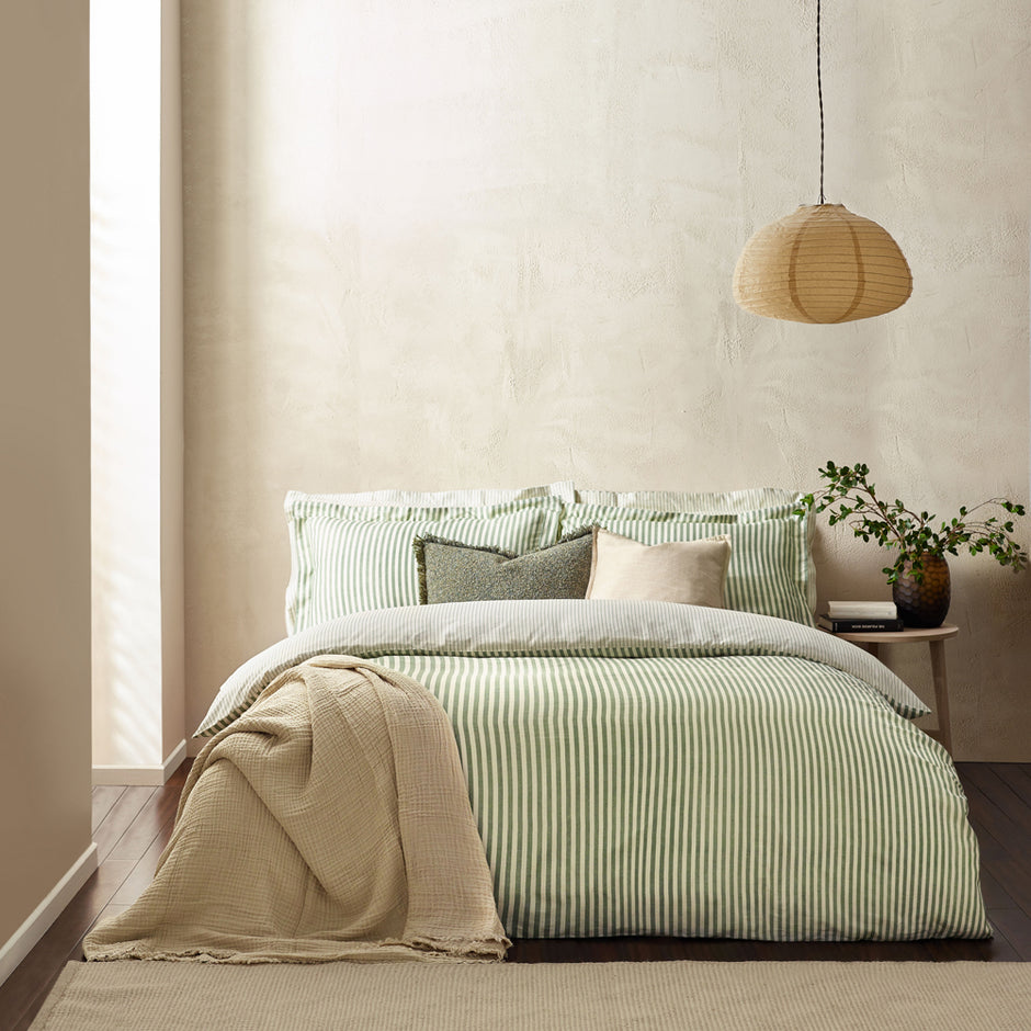 Yard Hebden Striped Green Bedding Set
