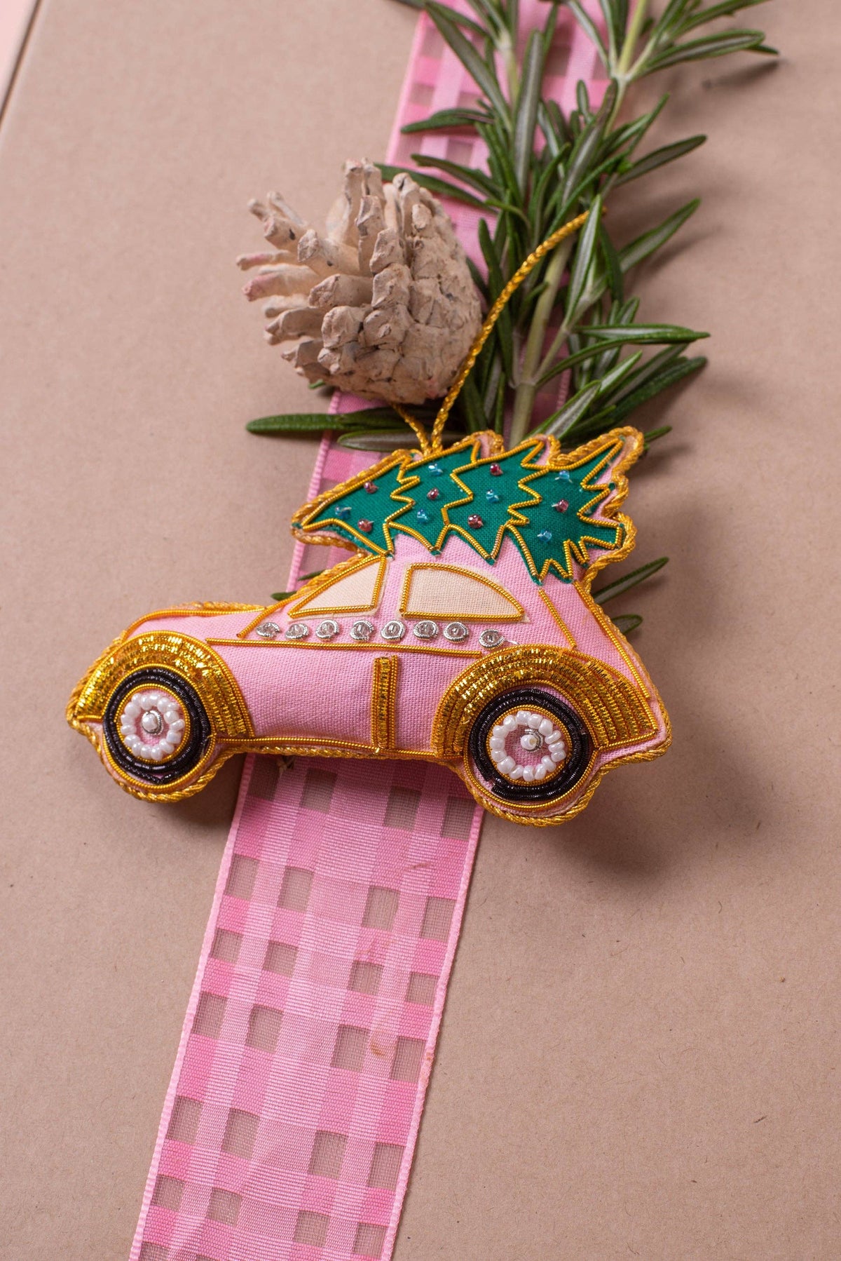 Pink Car with Tree Decoration