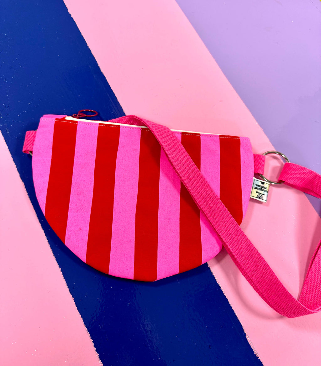 Pink and Red Stripes Crossbody bag 
