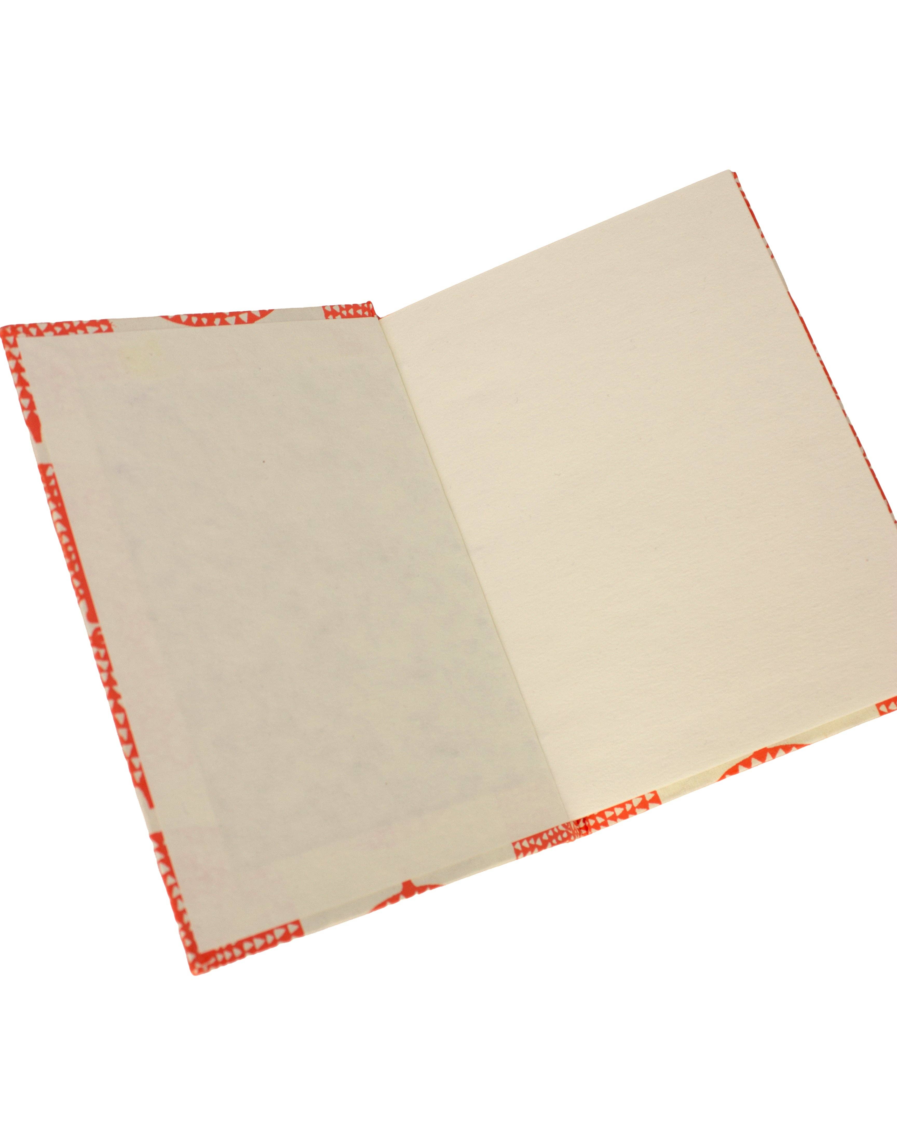 Open book with red border on a white background