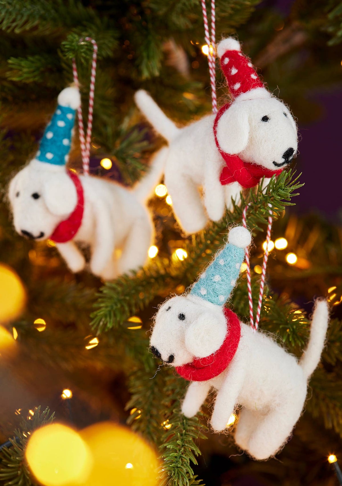 Felt Dog With Dotty Hat & Tie