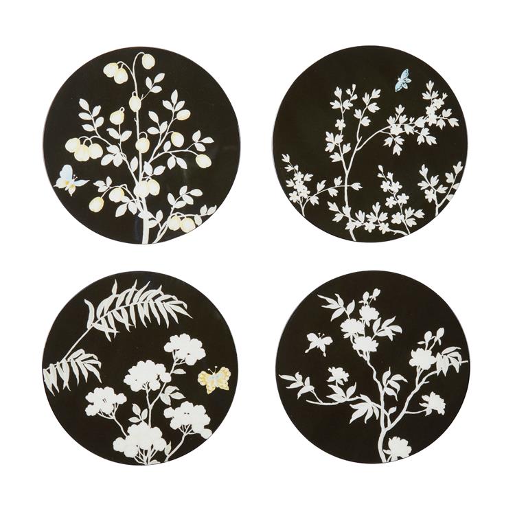 Chinoiserie Coasters - Set of 4 - black
